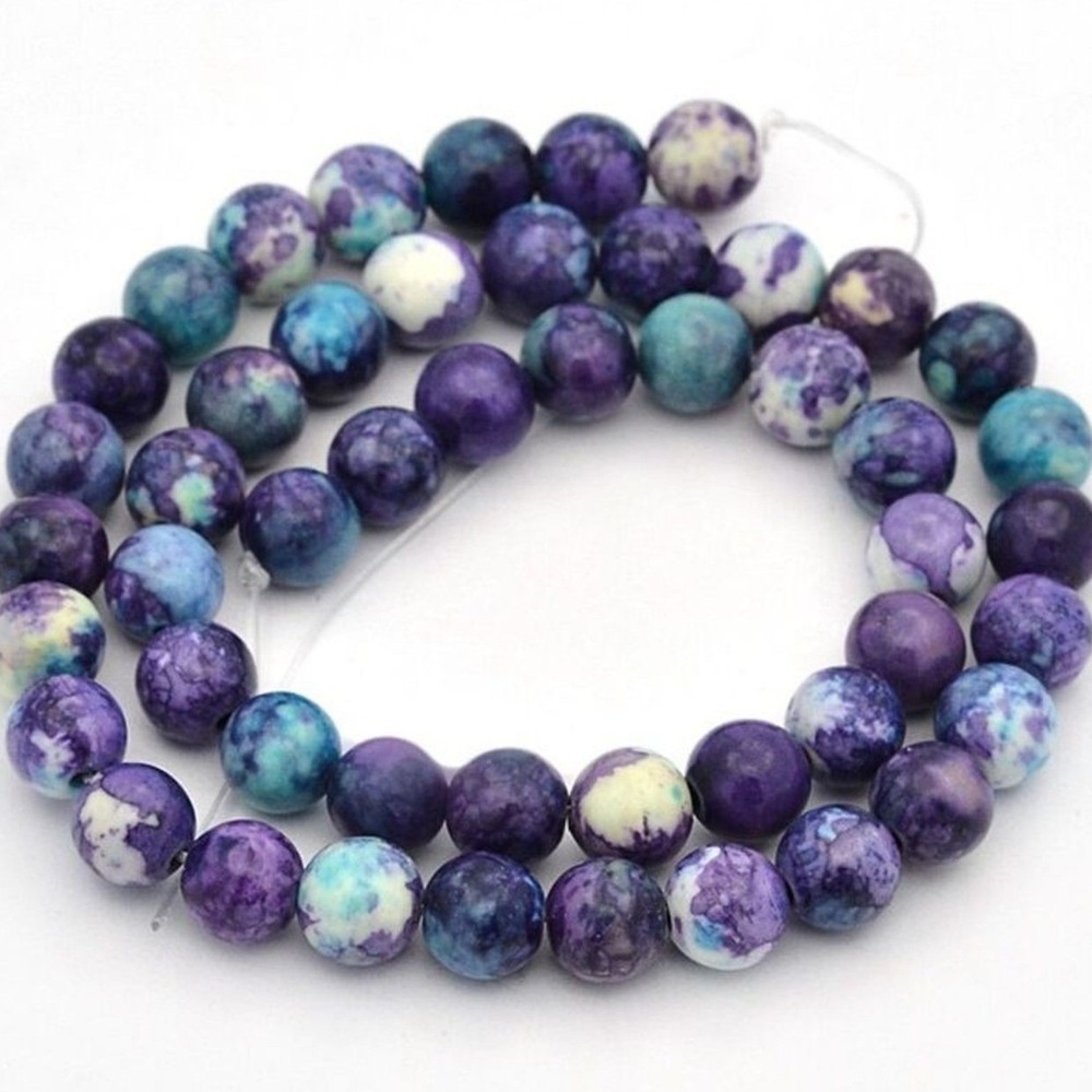 6MM Blue Violet Mix Jade Beads-ONE Gemstone Bead Strand-Jewelry Making Craft NWT